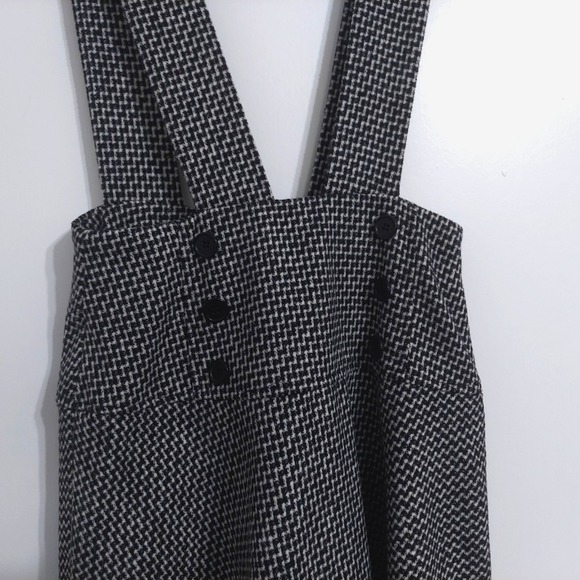 Forever 21 Dresses & Skirts - Forever 21 Houndstooth Pinafore Mini Dress S Suspender Preppy Academia Black